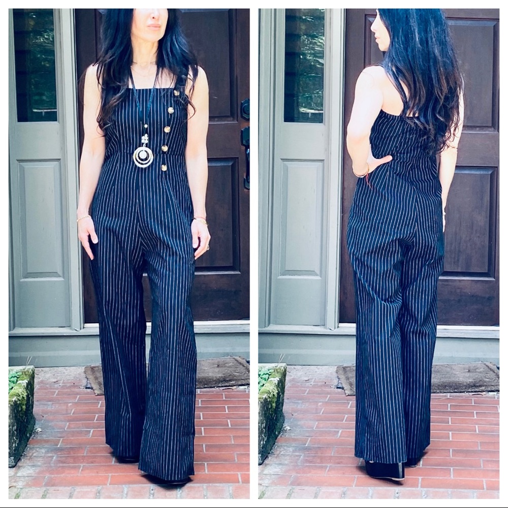 ✨LAST ONE ✨BLACK STRIPES TANK WIDE LEG JUMPSUIT - Picture 6 of 8